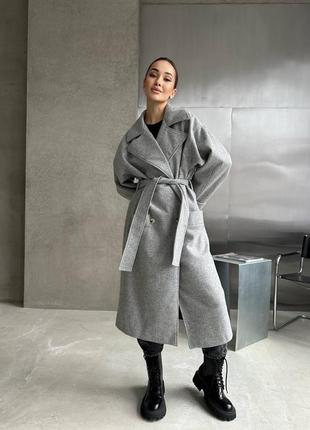 Стильное трендовое кашемировое пальто женское свободного кроя объемное6 фото