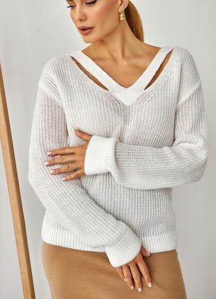 Легкий свитер джемпер с планкой из тонкой пряжи из шерсти и мохера6 фото