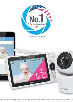 Smart-відеоняня vtech smart wi-fi baby monitor vm901 5-дюймовий дисплей 720p, камеру 1080p, нічне бачення hd