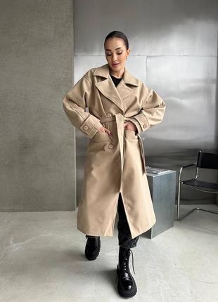 Стильное трендовое кашемировое пальто на подкладке женское свободного кроя объемное6 фото