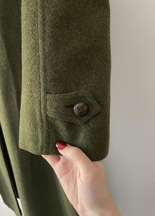 Шерстяне хакі пальто зі знімною підкладкою3 фото