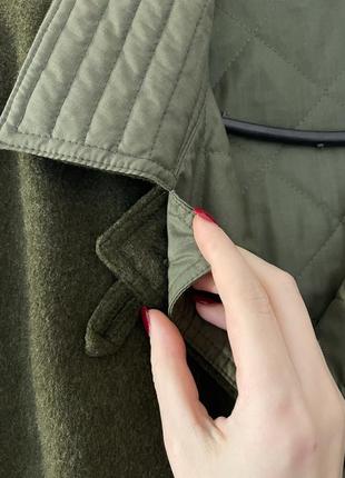 Шерстяне хакі пальто зі знімною підкладкою5 фото