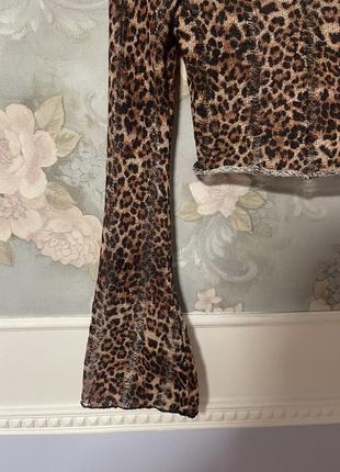 Стильный леопардовый плетеный топ рукав клеш6 фото
