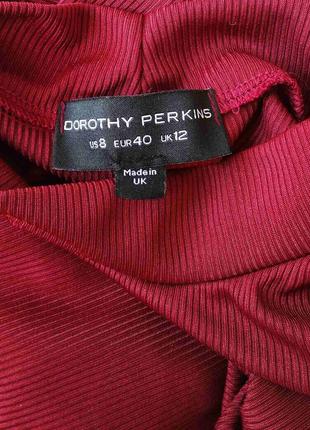 Изысканный лонгслив dorothy perkins с ажурными рукавами/футболка в рубчик под горло цвет винный4 фото