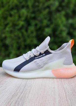 👟 кросівки   adidas zx boost світло сірі з помаранчевим      / наложка bs👟