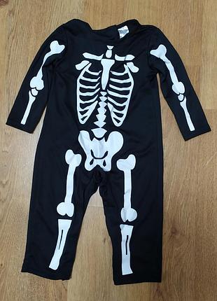 Детский костюм скелет на 6-12, 6-9, 9-12 месяцев, 1 год на хеллоуин
