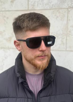 Чоловічі сонцезахисні окуляри matrix чорні матові polarized зі шторками з подвійним переніссям