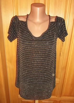 Распродажа блуз футболка  черная с люрексом оверсайз р. 14 - l - xl  papaya