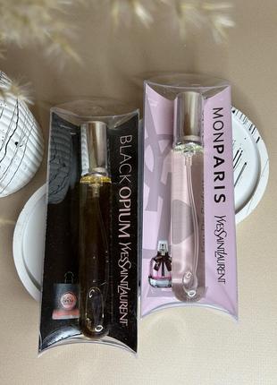 Набор парфюма yves saint laurent - black opium, mon paris 2*20 мл.🖤 парфуми, духи, туалетна вода, спрей, тестер, пробнік