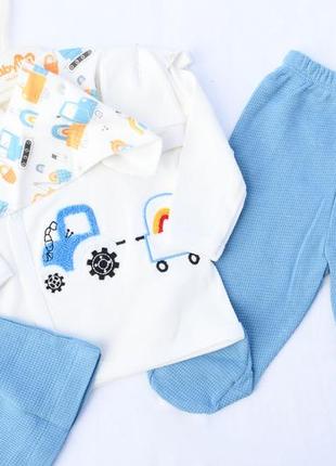 Костюм для новорожденных мальчика шапочка, штанишки, боди, Царапки 0-3 месяца туречева3 фото