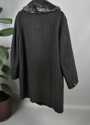 Esprit жіноче вовняне кашемірове пальто сіре в смужку з хутром розмір 40 l 42 xl5 фото