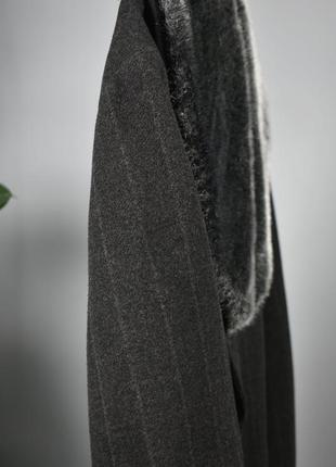 Esprit жіноче вовняне кашемірове пальто сіре в смужку з хутром розмір 40 l 42 xl4 фото