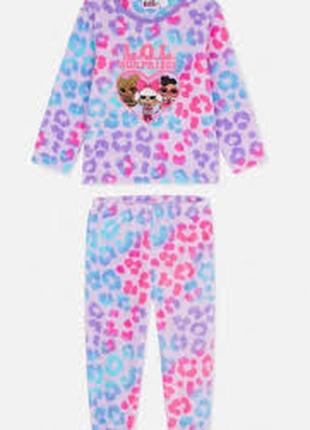 Теплая флисовая детская пижама lol на девочку 6-7 лет/яркая леопардовая пижама детская с принтом2 фото