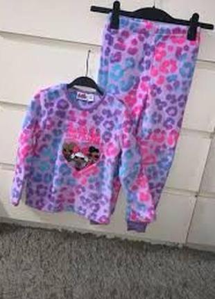Теплая флисовая детская пижама lol на девочку 6-7 лет/яркая леопардовая пижама детская с принтом5 фото