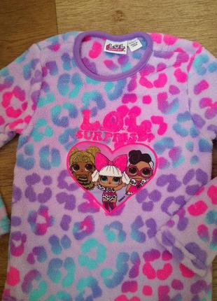 Теплая флисовая детская пижама lol на девочку 6-7 лет/яркая леопардовая пижама детская с принтом1 фото