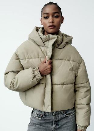 Вкорочена зимова куртка zara / укороченная куртка пуфер пуффер зимний зара7 фото