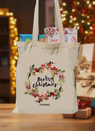 Розпродаж - екошопер bookopt bk4018 merry christmas бежевий
