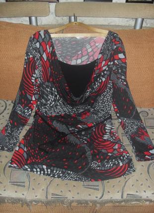 Натуральная,трикотажная,блузка-туника с маечкой,большого размера