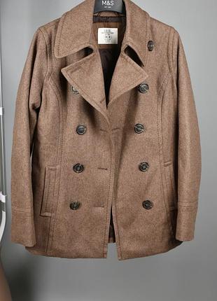 H&m женское пальто шерстяное песочного цвета размер m l 40