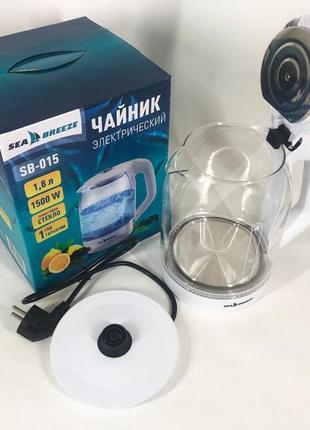 Электрочайник seabreeze sb-015, чайники с подсветкой, электронный чайник, тихий электрический чайник