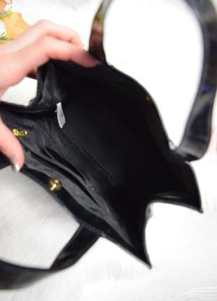 Сумка мини шоппер черная лаковая сумочка4 фото