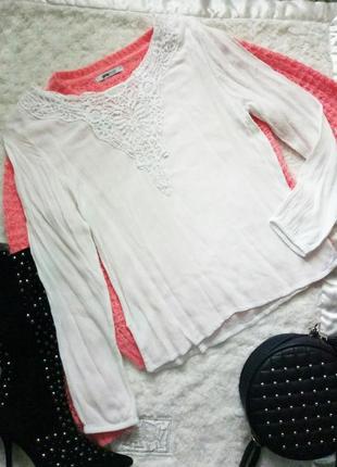 Белая легкая блузка с вышивкой ажурная в школу пышные рукава1 фото
