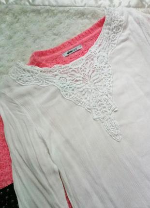 Белая легкая блузка с вышивкой ажурная в школу пышные рукава2 фото
