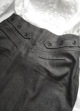 Винтажная юбка миди по фигуре с рельефами, юбка -карандаш, серый