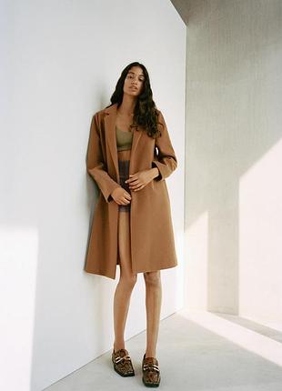 Пальто zara бежеве коричневе жіноче базове оригінал