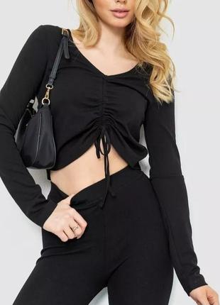 Укороченный топ со стяжкой топ с длинным рукавом🔥