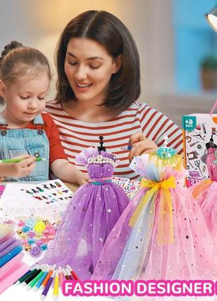 Дитячий набір для шиття, рукоділля, творчості для дівчаток 6-12 років, дизайн одягу, м-428 елементів3 фото