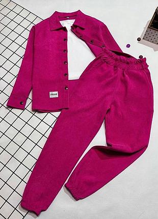 Вельветовий костюм-трійка для дівчинки