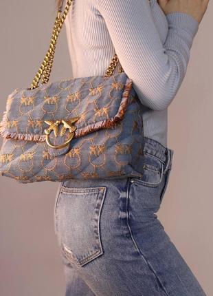 Pinko love bag puff denim logo4 фото