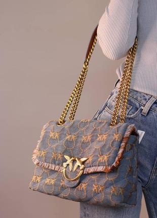 Pinko love bag puff denim logo3 фото