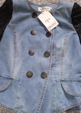 Куртка женская джинс+эко кожа новая размер l2 фото
