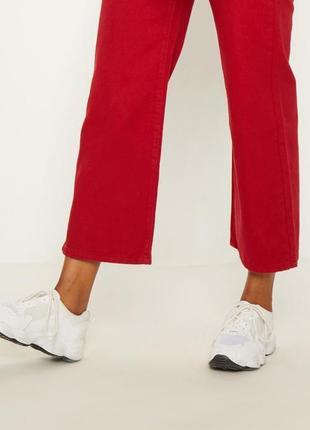 Джинси prettylittlething red wide leg utility cropped jeans uk144 фото