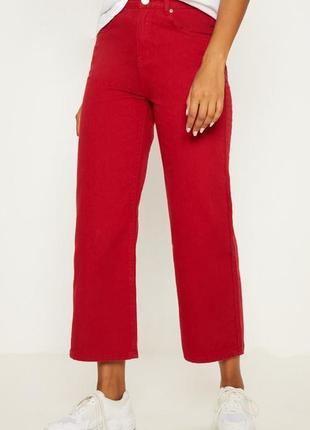 Джинси prettylittlething red wide leg utility cropped jeans uk142 фото