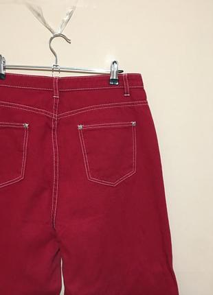 Джинсы prettylittlething red wide leg utility cropped jeans uk145 фото