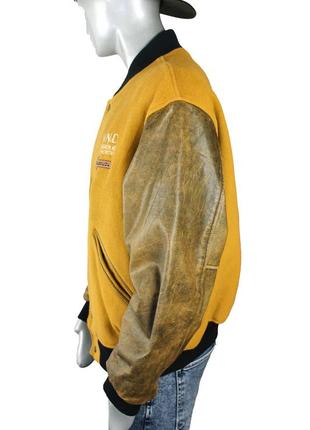 Сhevignon вінтажна вовняна куртка з шкіряними рукавами, бомбер, пілот (80-90х)4 фото