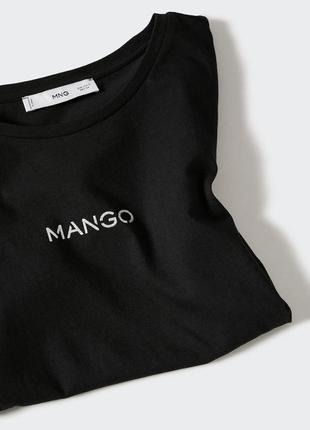 Бавовняна футболка mango з логотипом3 фото