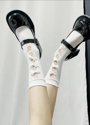 Белые носки с бантиками сетка лолита