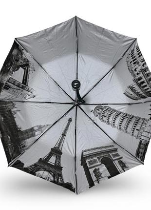 Складной зонт toprain полуавтомат с узором изнутри #04802