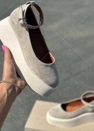 Туфлі жіночі замшеві бежеві на платформі, натуральна шкіра осінь, весна розмір 36 - 41