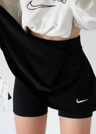 Костюм : топ с длинными рукавами + юбка-шорты на высокой посадке белый черный стильный качественный4 фото