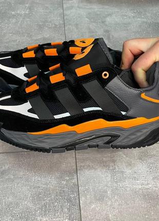 Кросівки чоловічі, adidas niteball black orange1 фото
