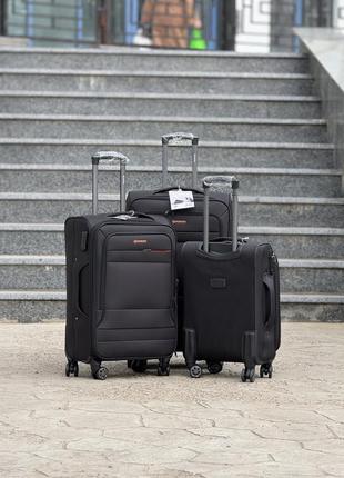 3 шт комплект валіз дорожніх тканинна horoso на колесах  з підшипником 4 колеса3 фото