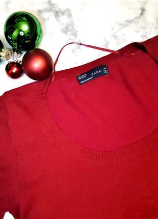 Червоний пуловер zara, брендовий светр, кофта лонгслив5 фото