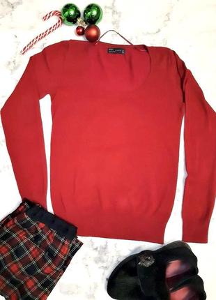 Червоний пуловер zara, брендовий светр, кофта лонгслив3 фото