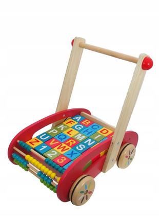 Іграшка-штовхач janod візок з кубиками
. ходунки, толокар, візок, алфавіт