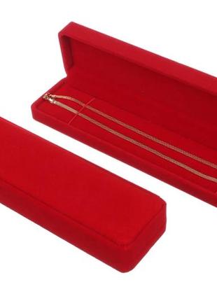 Коробка бижутерная красная бархатная 5х22,3х3,3см (упаковка 11 шт)1 фото